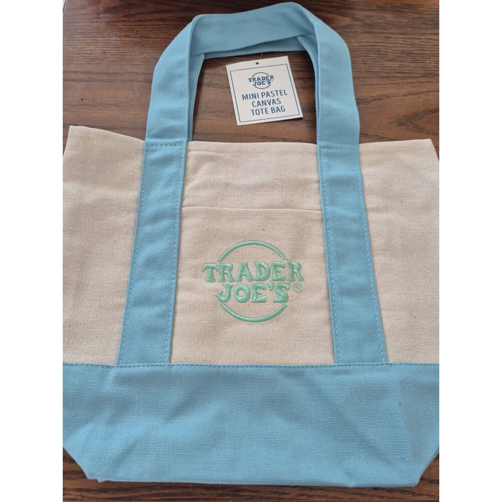 Spring 2026 Trader Joe’s Mini Pastel Canvas Tote Bag Set Of 4 In Stock Available - Picture 5 of 8